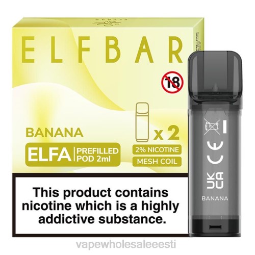 E Sigaret - banaan 6F8Z315 ELFBAR Elfa eeltäidetud kaun - 2ml - 20mg (2 pakki)