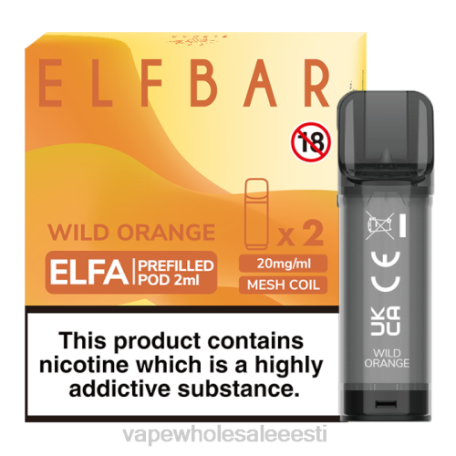E Sigaret Ühekordne - metsik apelsin 6F8Z340 ELFBAR Elfa eeltäidetud kaun - 2ml - 20mg (2 pakki)
