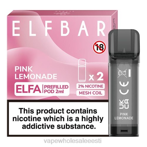 E Sigaret Ühekordne - roosa limonaad 6F8Z320 ELFBAR Elfa eeltäidetud kaun - 2ml - 20mg (2 pakki)