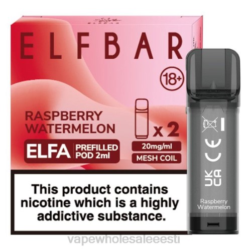 E Sigaret Ühekordne - vaarikas arbuus 6F8Z330 ELFBAR Elfa eeltäidetud kaun - 2ml - 20mg (2 pakki)