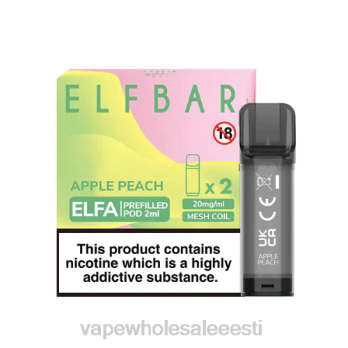 E Sigaret - õuna virsik 6F8Z325 ELFBAR Elfa eeltäidetud kaun - 2ml - 20mg (2 pakki)