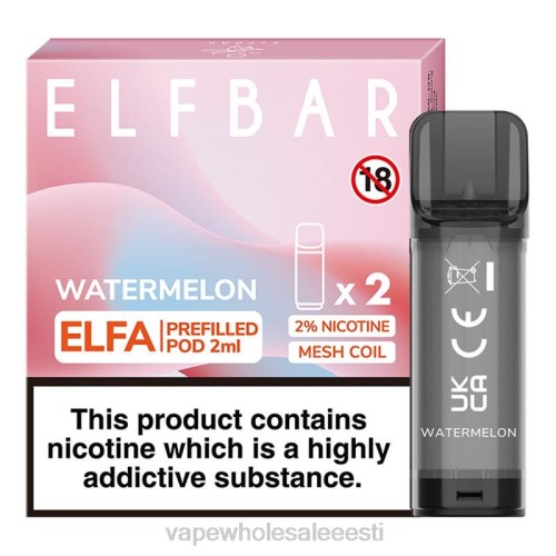 E Sigareti Vedelik - arbuus 6F8Z318 ELFBAR Elfa eeltäidetud kaun - 2ml - 20mg (2 pakki)