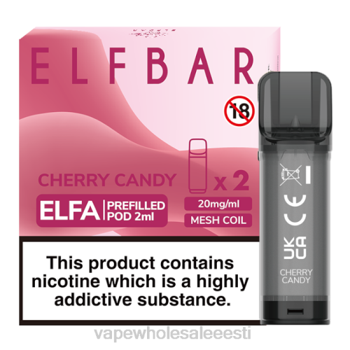 E Sigareti Vedelik - kirsikommid 6F8Z338 ELFBAR Elfa eeltäidetud kaun - 2ml - 20mg (2 pakki)