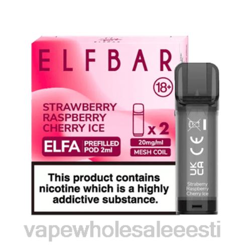 E Sigaretid - maasika vaarika kirsijää 6F8Z336 ELFBAR Elfa eeltäidetud kaun - 2ml - 20mg (2 pakki)
