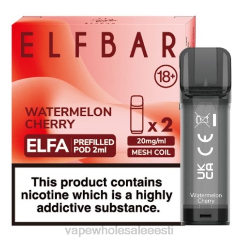 E Sigaretipood Tartu - arbuusi kirss 6F8Z329 ELFBAR Elfa eeltäidetud kaun - 2ml - 20mg (2 pakki)