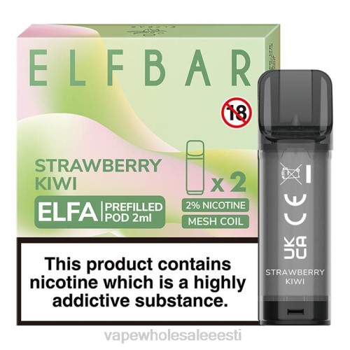 E Sigaretipood - maasika kiivi 6F8Z317 ELFBAR Elfa eeltäidetud kaun - 2ml - 20mg (2 pakki)
