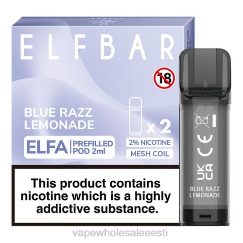 E Sigaretipood - sinine razzi limonaad 6F8Z327 ELFBAR Elfa eeltäidetud kaun - 2ml - 20mg (2 pakki)