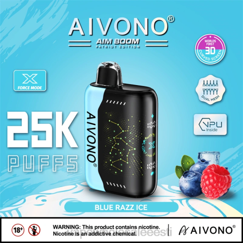 E Sigaret - Aivono AIM BOOM 25 000 sinine razz jää 2X88345