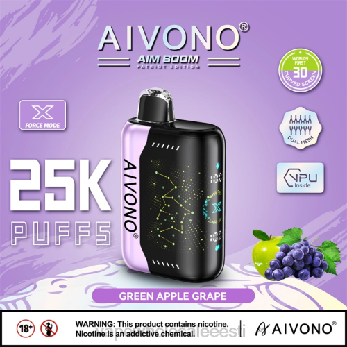 E Sigaretid - Aivono AIM BOOM 25 000 roheline õun viinamari 2X88346