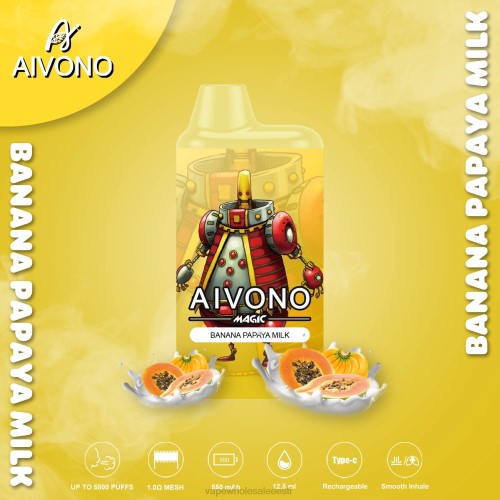 Nikotiinivaba Vape - Aivono AIM MAGIC 5800 suukarbi sigaret banaani papaia piim 2X8894