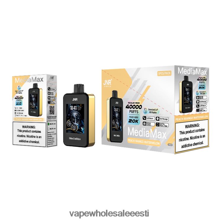 Nikotiinivaba Vape - JNR MediaMax 40k pahvi 4PNV6P15 virsiku mango arbuus