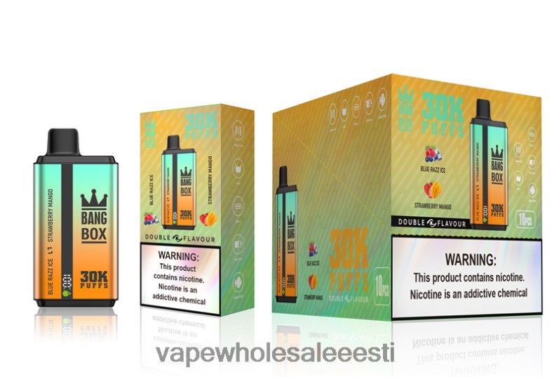 E Sigaret - Bang Box 30 000 pahvi kahekordse maitsega sinine razz jää & maasika mango V20DF73