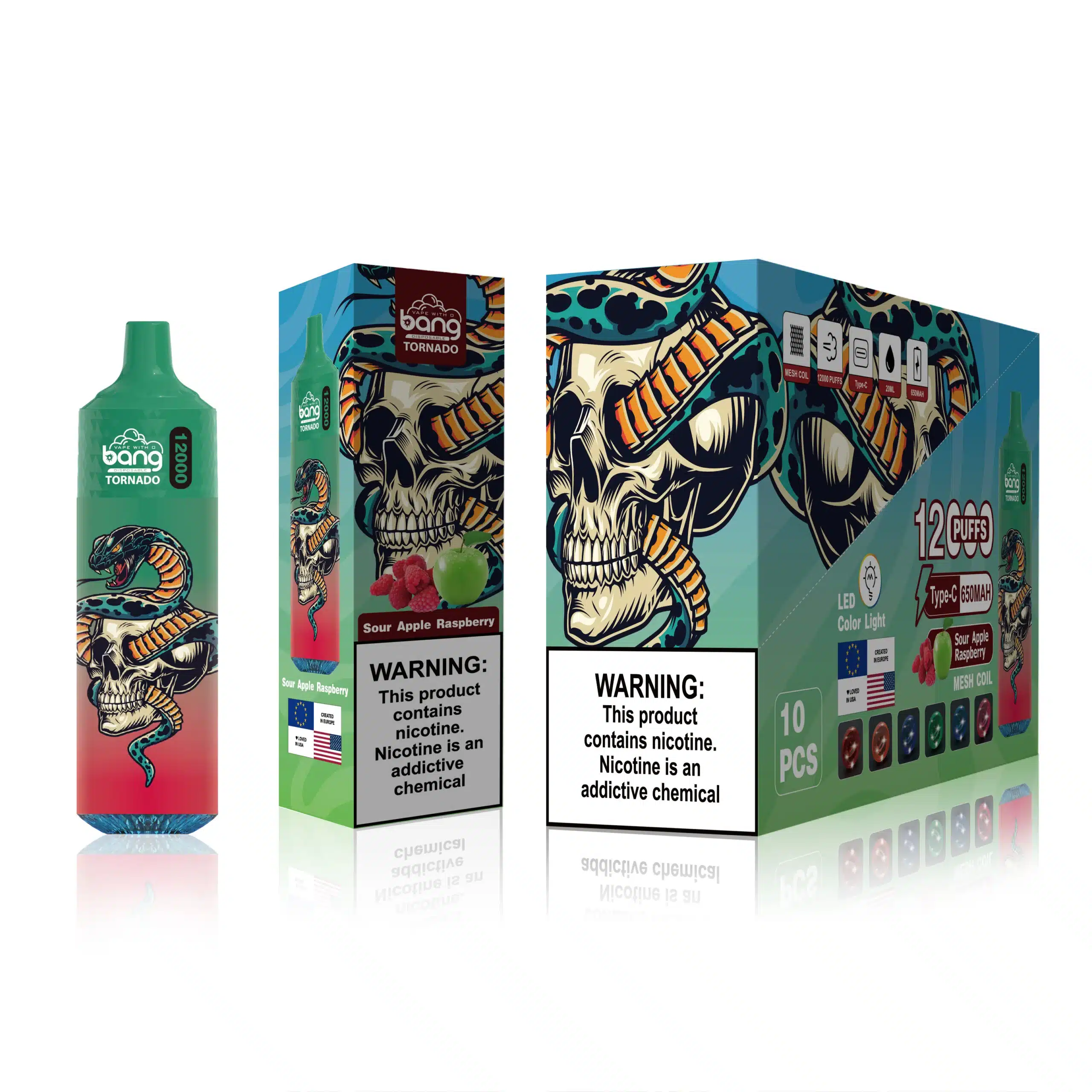 E Sigareti Vedelik - hapu õun vaarikas 6F8Z118 Bang Box 12000 pahvi
