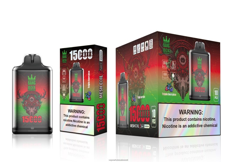 E Sigaretid - Bang Box s1-15000 pahvi kolmekordne marjajää V20DF104