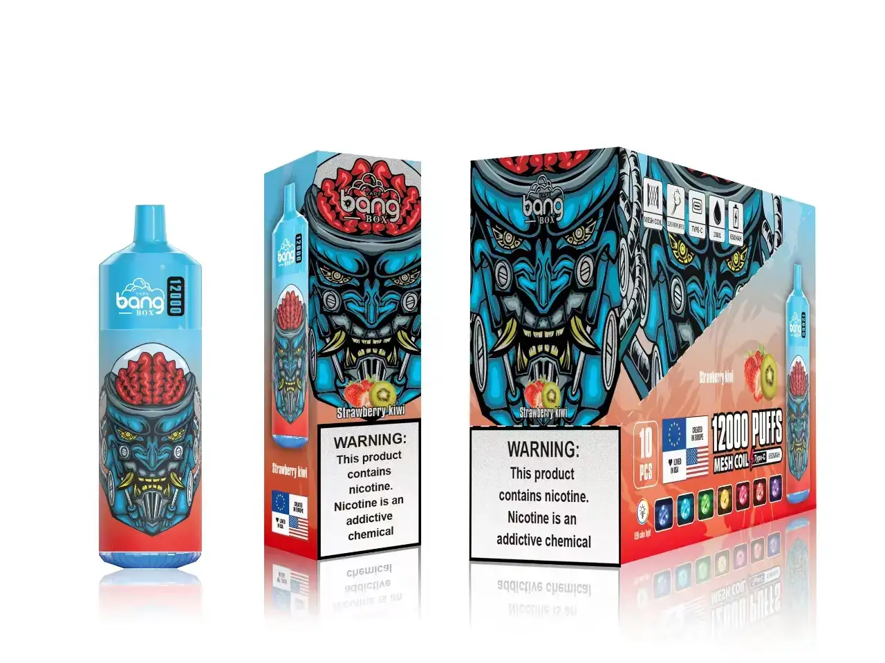 E Sigaretid - maasika kiivi 6F8Z116 Bang Box 12000 pahvi