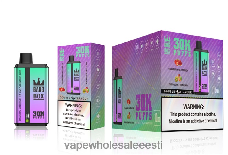 Vape Eesti - Bang Box 30 000 pahvi kahekordse maitsega maasikas arbuus ja kiivi kannatuspuu guajaav V20DF70
