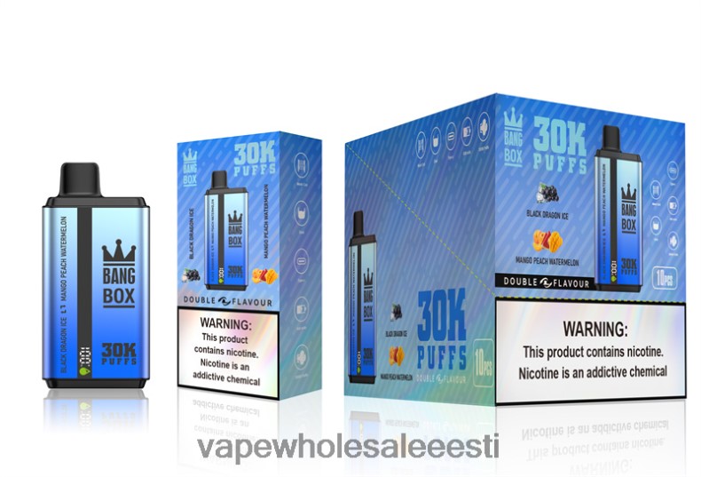 Vape Tallinn - Bang Box 30 000 pahvi kahekordse maitsega must draakonijää & mango virsiku arbuus V20DF71