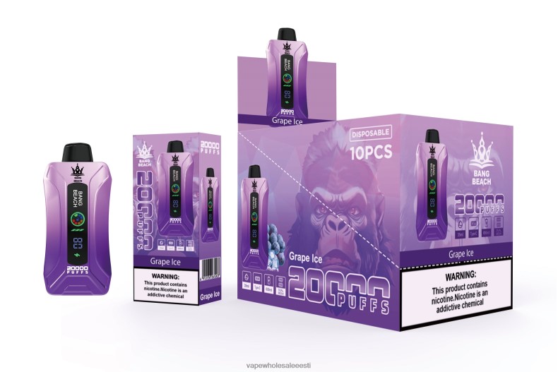 E Sigaret Ühekordne - Bang Beach 20000 pahvi nutiekraaniga vape viinamarja jää V20DF10