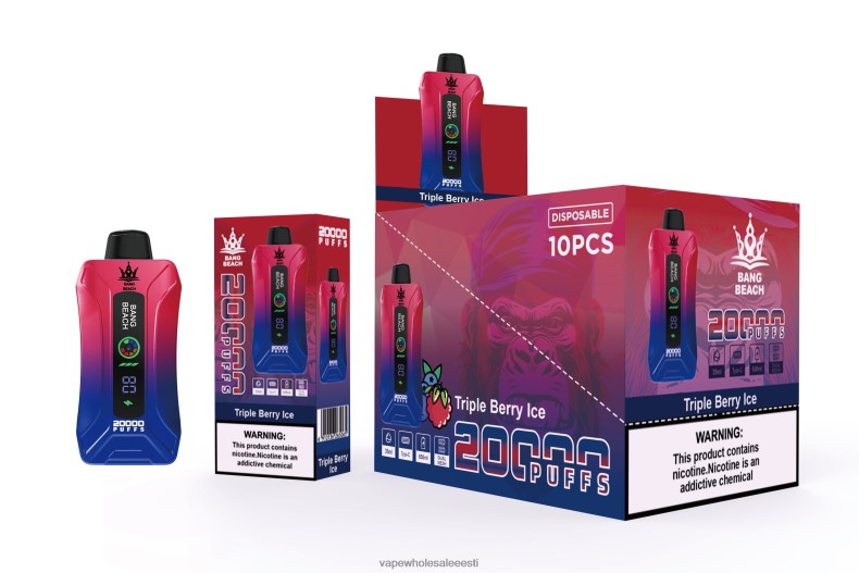 E Sigareti Vedelik - Bang Beach 20000 pahvi nutiekraaniga vape kolmekordne marjajää V20DF8