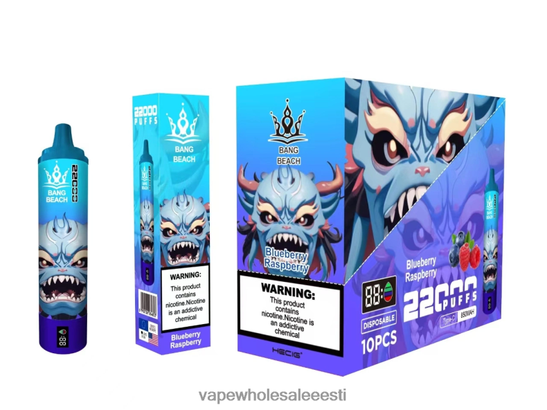 Nikotiinivaba Vape - Bang Beach 22000 pahviga nutikas ekraan mustikas vaarikas V20DF14