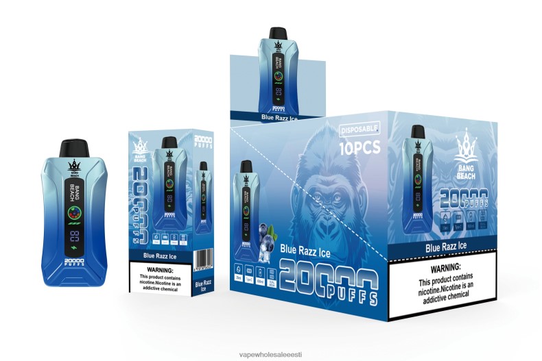Vape Wholesale Eesti - Bang Beach 20000 pahvi nutiekraaniga vape sinine razz jää V20DF11