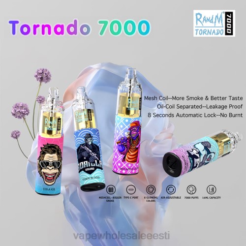 Vape Wholesale Eesti - ühekordselt kasutatavad 6F8Z1 RandM Tornado 7000 5%