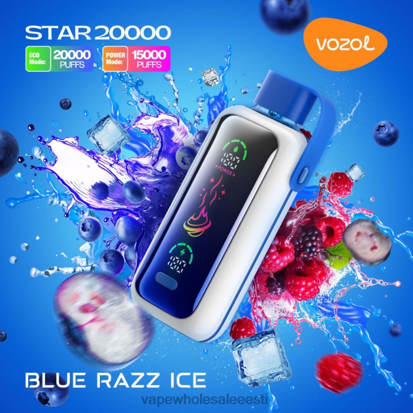 Nikotiinivaba Vape - VOZOL STAR 20 000 BTPTX4 sinine razz jää