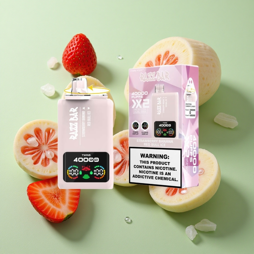 Razz Bar 40000 Puffs Ekraaniga Maasik-Banaan_Punase Veise Jää