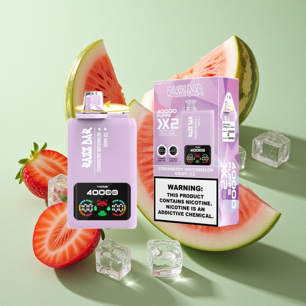 Razz Bar 40000 Puffs Maasik-Arbuis-Viinamari Jää Tüüp-C Pordiga 1.0 Ohm 2 Võrkkeres