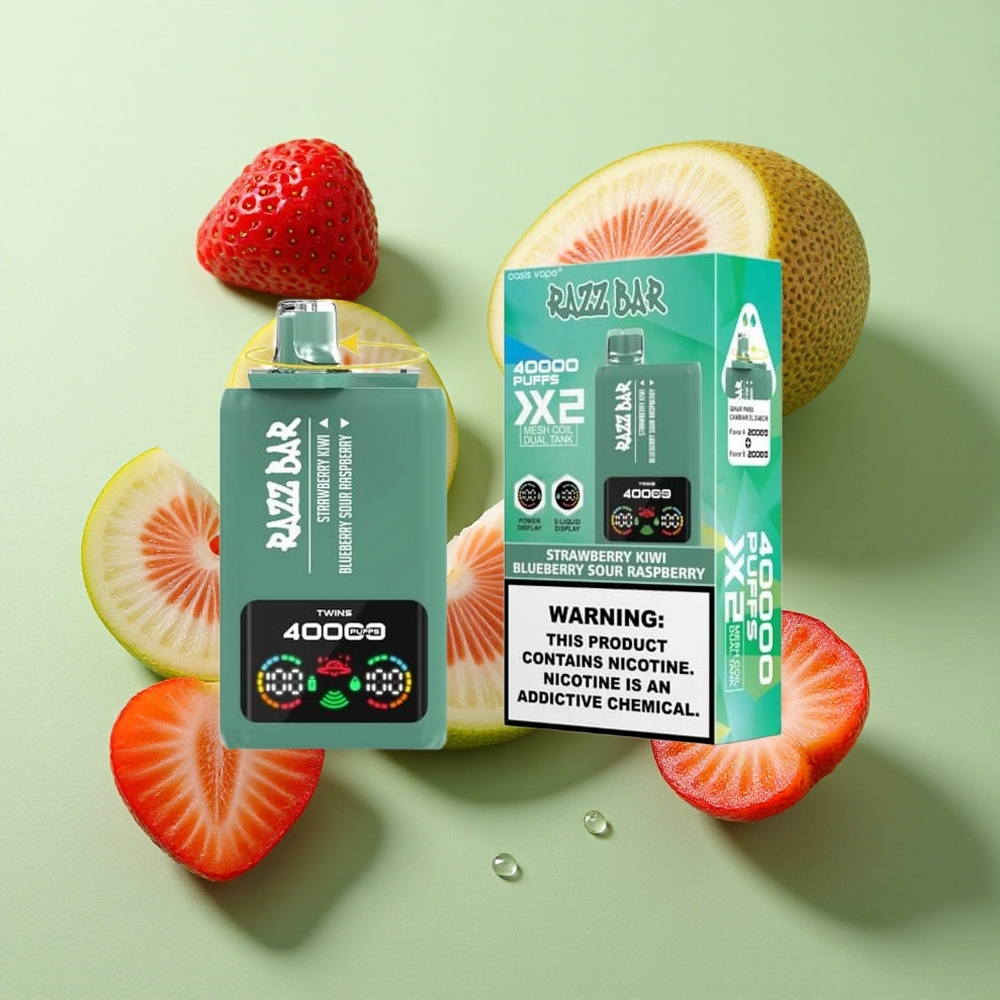 Razz Bar 40000 Puffs Maasikas-Kiivi_Mustikas-Hapukasvaarikas Toiteekraan+Tüüp-C Pesa