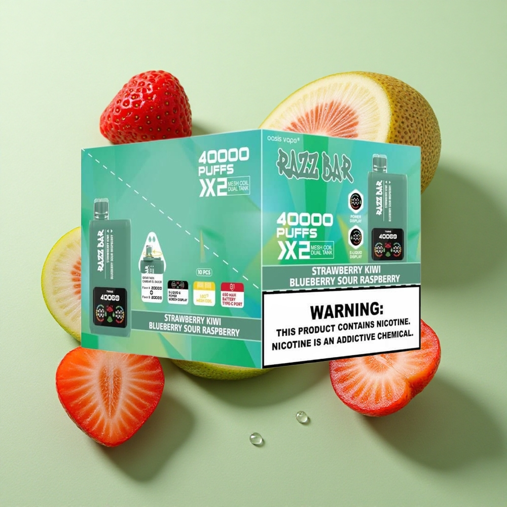 Razz Bar 40000 Puffs Maasikas-Kiivi_Mustikas-Hapukasvaarikas Toiteekraan+Tüüp-C Pesa