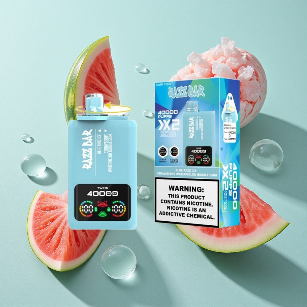 Razz Bar 40000 Puffs Sinine Sõstar-Jää Maasikas-Arbuus Mullikommi Toiteekraan