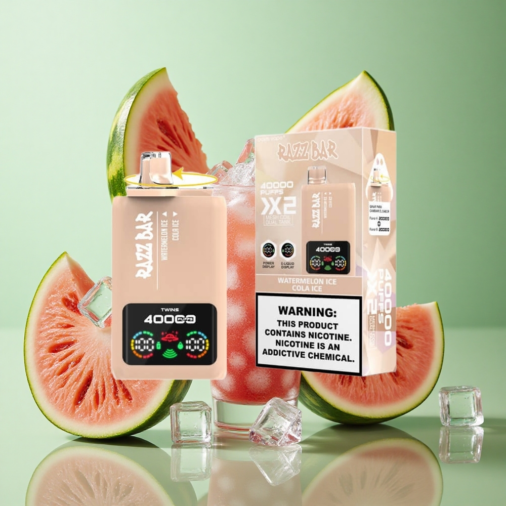 Razz Bar 40000 Puffs Vesimelonijää_Koolajää Kuvariga Toiteallikas