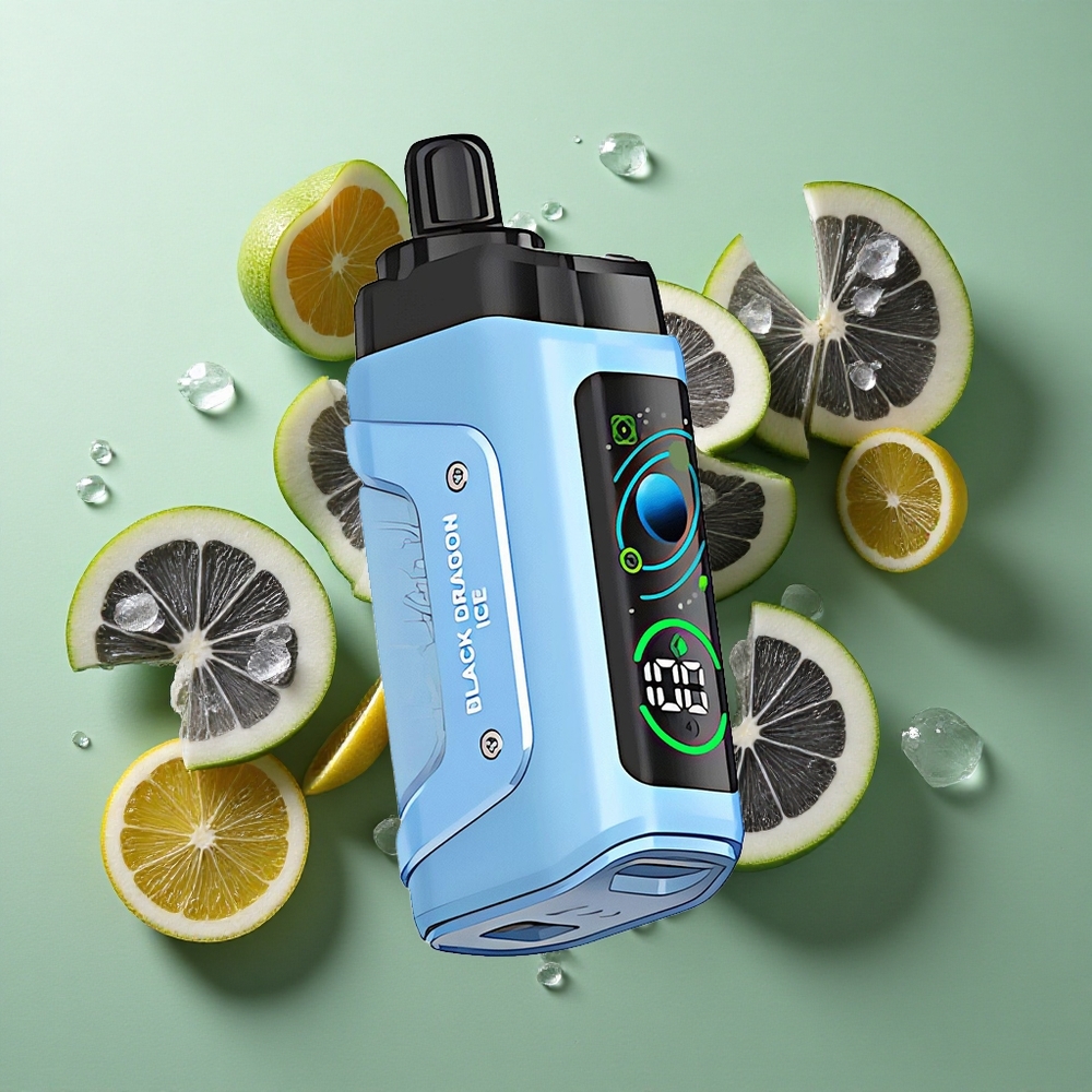 Razz Bar 45000 Puffs Must Draakon Jää 1.0 Ohm Mesh Mähis ja Reguleeritav Õhuvool