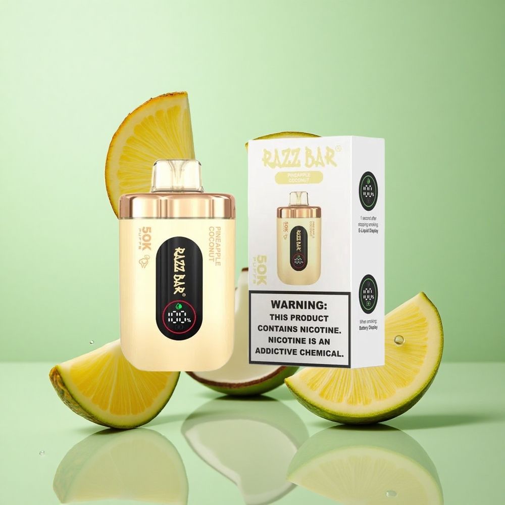 Razz Bar 50K Puffs Ananass-Kookospähkel 1.0 Ohm Mesh Coil Type-C Laadimine